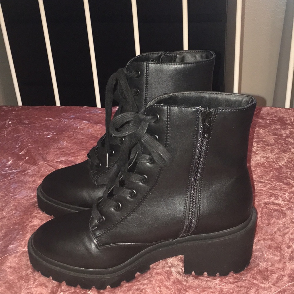 Universal Thread Faux Leather Lace-Up Combat Boots
